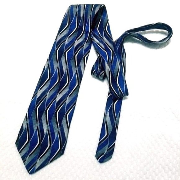 Haggar Other - Mens Haggar Collections Blue Gray Swirl Abstract Silk Tie